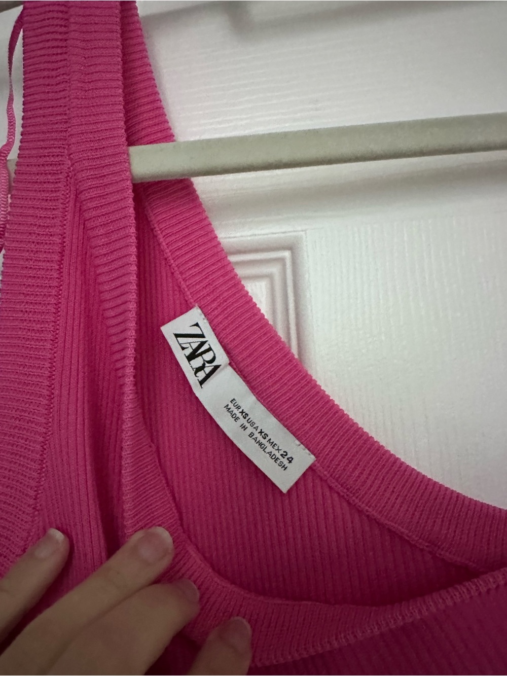 ZARA Pink One-Shoulder Ribbed Tank Top - Picture 2 of 2